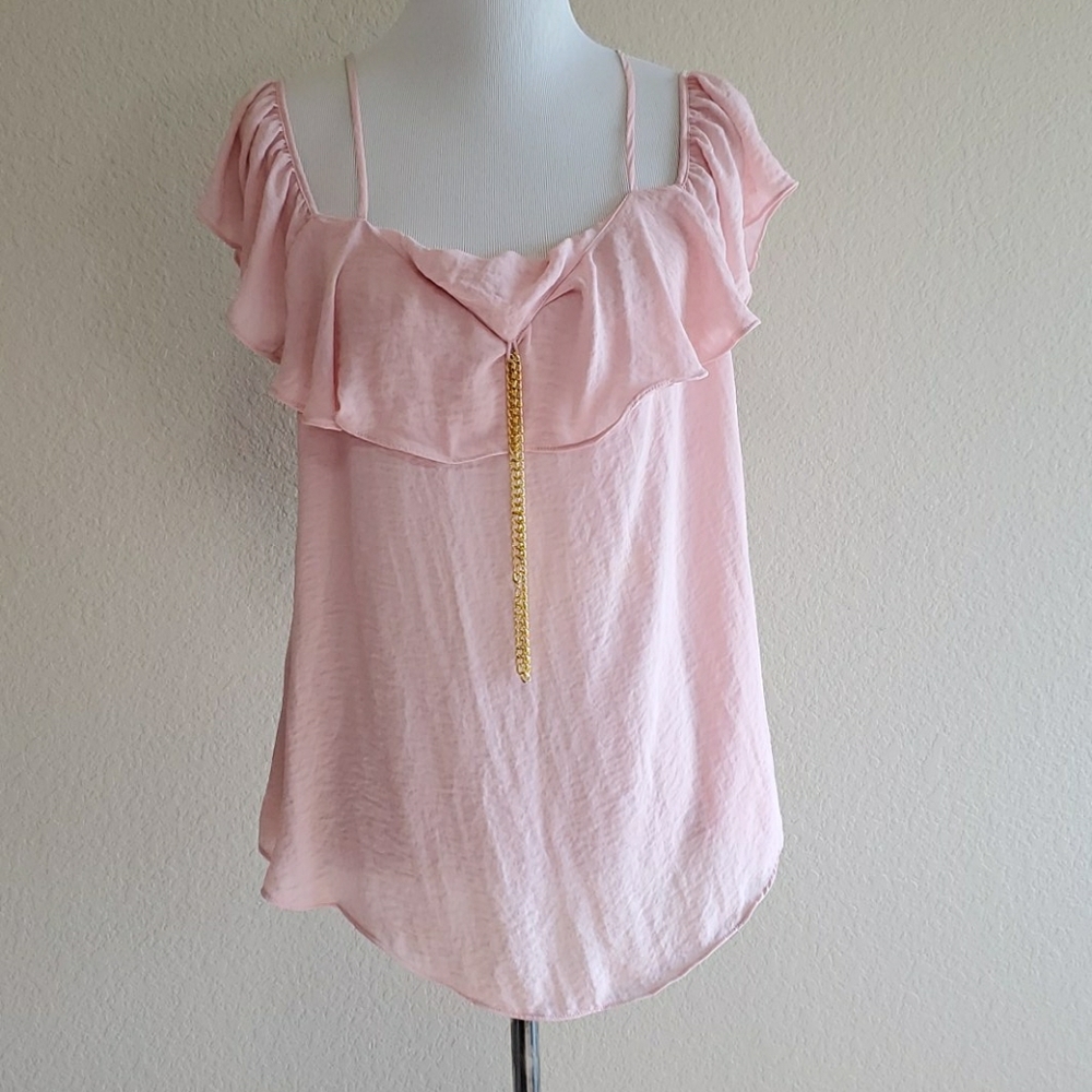 4/$25 NWT Bold Elements Spaghetti Strap Ruffle Top